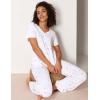 GYS Womens Bamboo Viscose Pajamas Set Super Soft Short Sleeve Top and Pants Pj Sleepwear Sets(White Stars)
