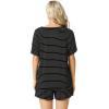 LazyCozy Striped Pajama Set for Women, Viscose Made from Bamboo, Short Sleeve Shirt with Sleep Shorts Soft PJ Set(Black Stripe)