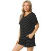 LazyCozy Striped Pajama Set for Women, Viscose Made from Bamboo, Short Sleeve Shirt with Sleep Shorts Soft PJ Set(Black Stripe)