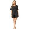 LazyCozy Striped Pajama Set for Women, Viscose Made from Bamboo, Short Sleeve Shirt with Sleep Shorts Soft PJ Set(Black Stripe)