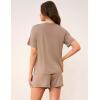 LazyCozy Striped Pajama Set for Women, Viscose Made from Bamboo, Short Sleeve Shirt with Sleep Shorts Soft PJ Set(Camel)