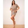 LazyCozy Striped Pajama Set for Women, Viscose Made from Bamboo, Short Sleeve Shirt with Sleep Shorts Soft PJ Set(Camel)