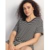 LazyCozy Striped Pajama Set for Women, Viscose Made from Bamboo, Short Sleeve Shirt with Sleep Shorts Soft PJ Set(Charcoal Stripe)