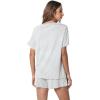 LazyCozy Striped Pajama Set for Women, Viscose Made from Bamboo, Short Sleeve Shirt with Sleep Shorts Soft PJ Set(Grey Stripe)