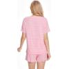 LazyCozy Striped Pajama Set for Women, Viscose Made from Bamboo, Short Sleeve Shirt with Sleep Shorts Soft PJ Set(Pink Stripe)