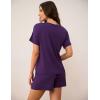 LazyCozy Striped Pajama Set for Women, Viscose Made from Bamboo, Short Sleeve Shirt with Sleep Shorts Soft PJ Set(Purple)