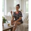 LazyCozy Striped Pajama Set for Women, Viscose Made from Bamboo, Short Sleeve Shirt with Sleep Shorts Soft PJ Set(Xoxo)