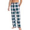 GYS Men’s Bamboo Viscose Pajama Pants, Soft Sleep Lounge Pants Comfy Pj Bottoms with Pockets & Drawstring(White & Green Plaid)