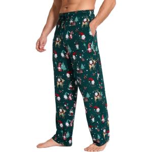 GYS Men’s Bamboo Viscose Pajama Pants, Soft Sleep Lounge Pants Comfy Pj Bottoms with Pockets & Drawstring(Christmas Green)