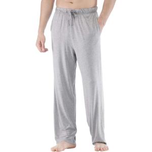 GYS Men’s Bamboo Viscose Pajama Pants, Soft Sleep Lounge Pants Comfy Pj Bottoms with Pockets & Drawstring(Heather Grey)