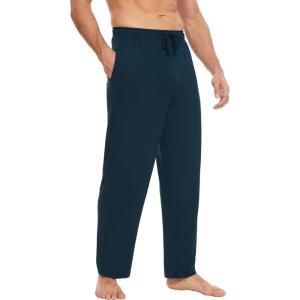 GYS Men’s Bamboo Viscose Pajama Pants, Soft Sleep Lounge Pants Comfy Pj Bottoms with Pockets & Drawstring(Indigo Blue)