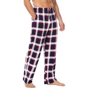 GYS Men’s Bamboo Viscose Pajama Pants, Soft Sleep Lounge Pants Comfy Pj Bottoms with Pockets & Drawstring(Navy & Red Plaid)