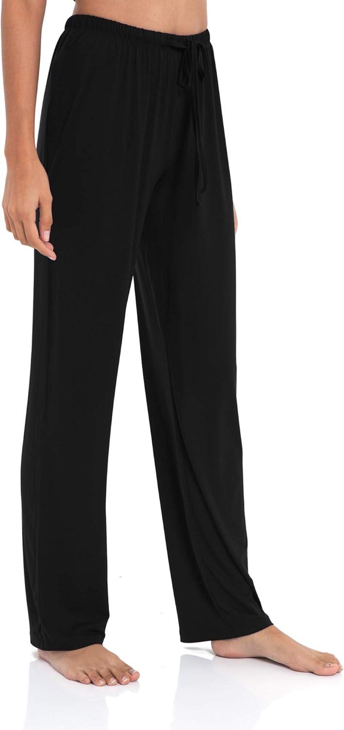 imageGYS Bamboo Viscose Womens Pajama Pants Lightweight Comfy Casual Lounge Yoga Pants Pj Bottoms Sleep Pants with DrawstringAblack