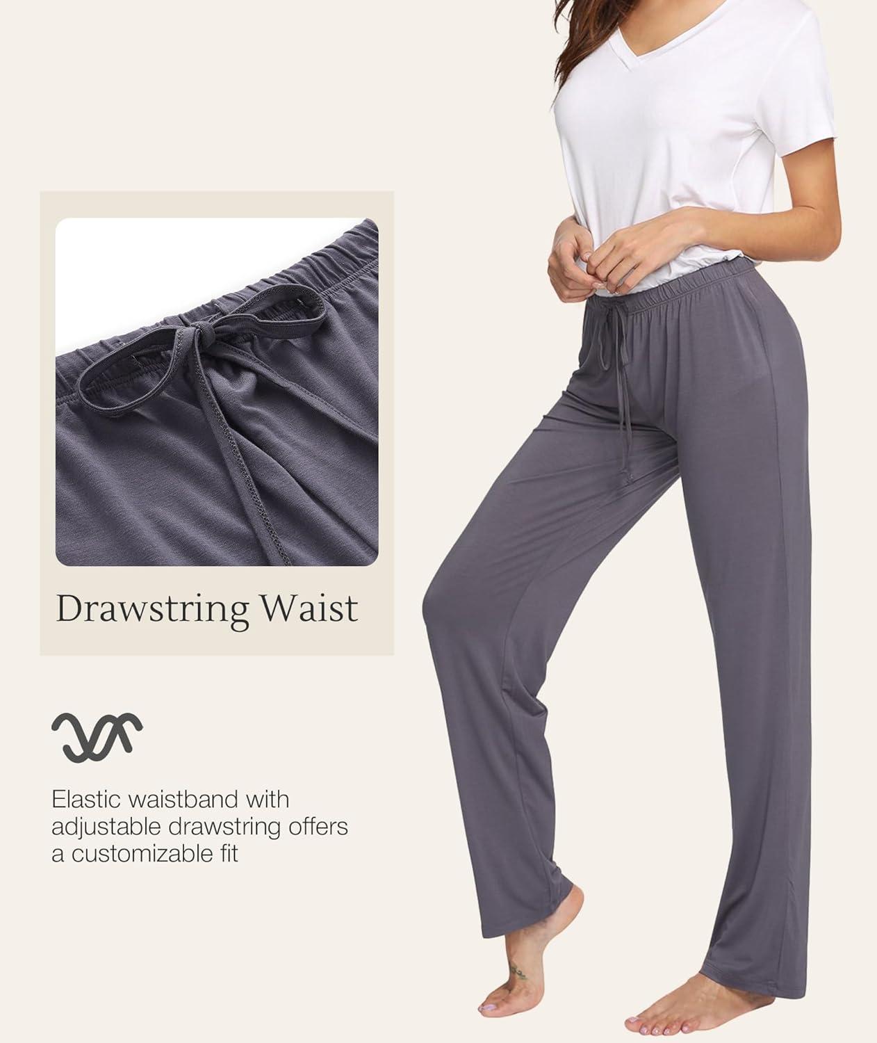 imageGYS Bamboo Viscose Womens Pajama Pants Lightweight Comfy Casual Lounge Yoga Pants Pj Bottoms Sleep Pants with DrawstringAdark Grey