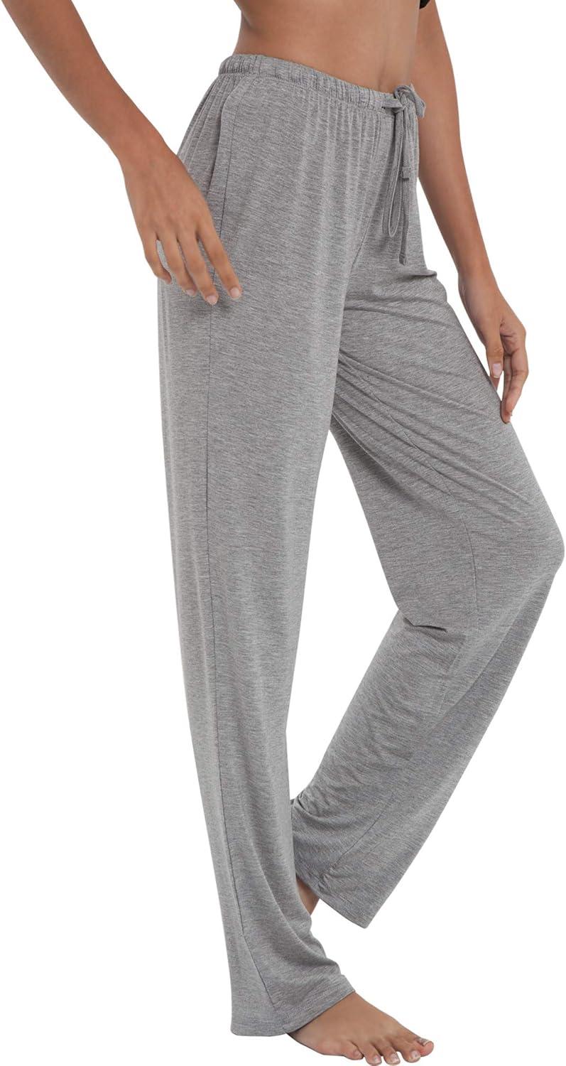 imageGYS Bamboo Viscose Womens Pajama Pants Lightweight Comfy Casual Lounge Yoga Pants Pj Bottoms Sleep Pants with DrawstringAheather Grey