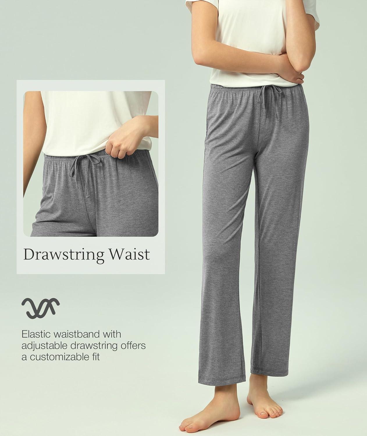 imageGYS Bamboo Viscose Womens Pajama Pants Lightweight Comfy Casual Lounge Yoga Pants Pj Bottoms Sleep Pants with DrawstringAheather Grey
