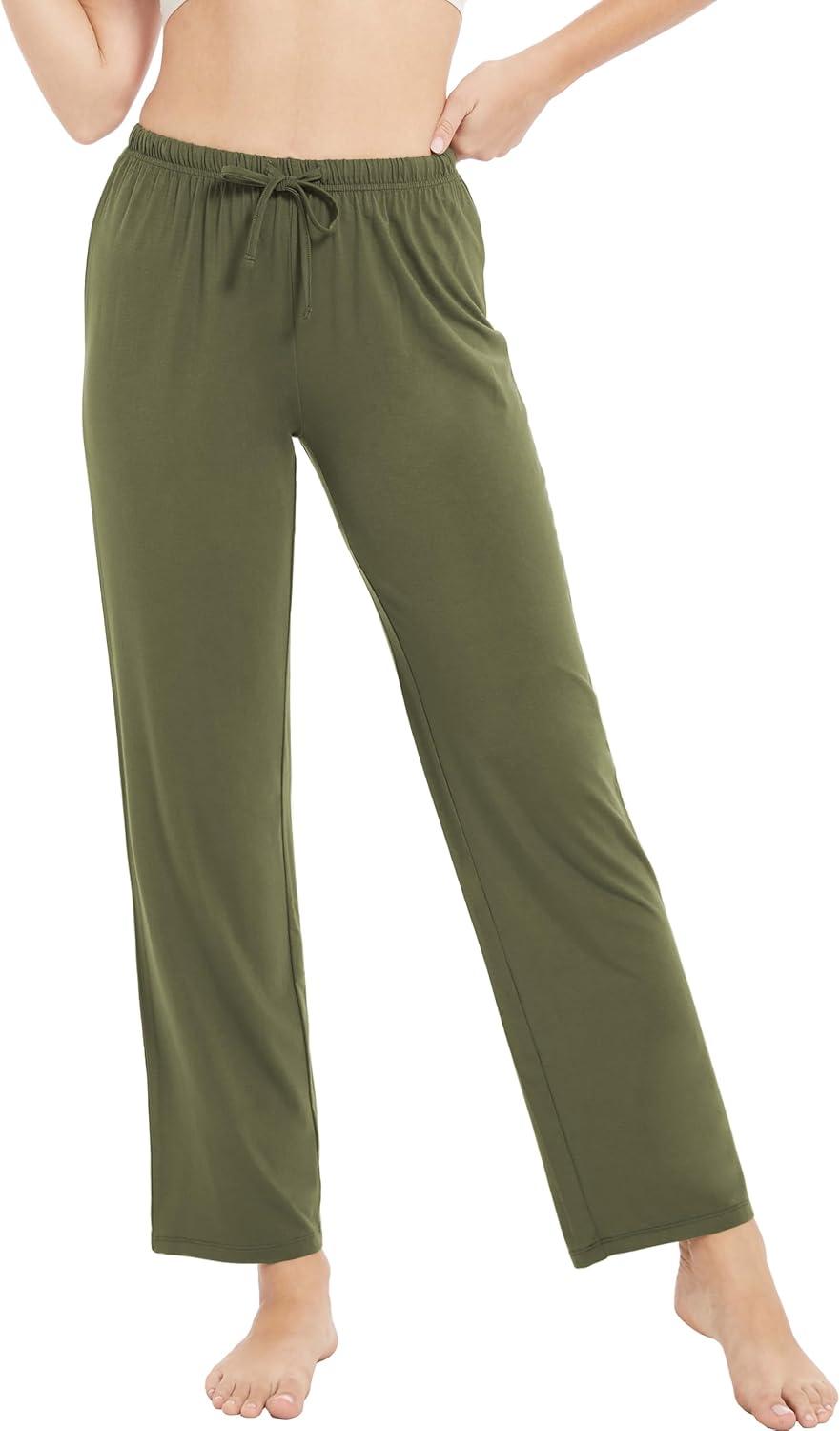 imageGYS Bamboo Viscose Womens Pajama Pants Lightweight Comfy Casual Lounge Yoga Pants Pj Bottoms Sleep Pants with DrawstringAvocado