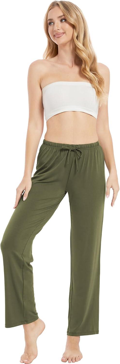 imageGYS Bamboo Viscose Womens Pajama Pants Lightweight Comfy Casual Lounge Yoga Pants Pj Bottoms Sleep Pants with DrawstringAvocado