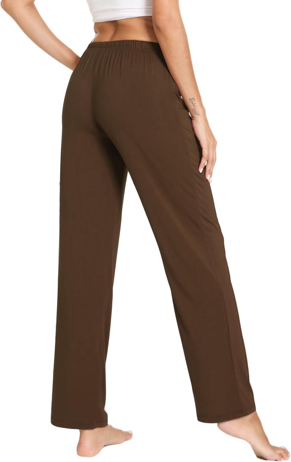 imageGYS Bamboo Viscose Womens Pajama Pants Lightweight Comfy Casual Lounge Yoga Pants Pj Bottoms Sleep Pants with DrawstringBrown