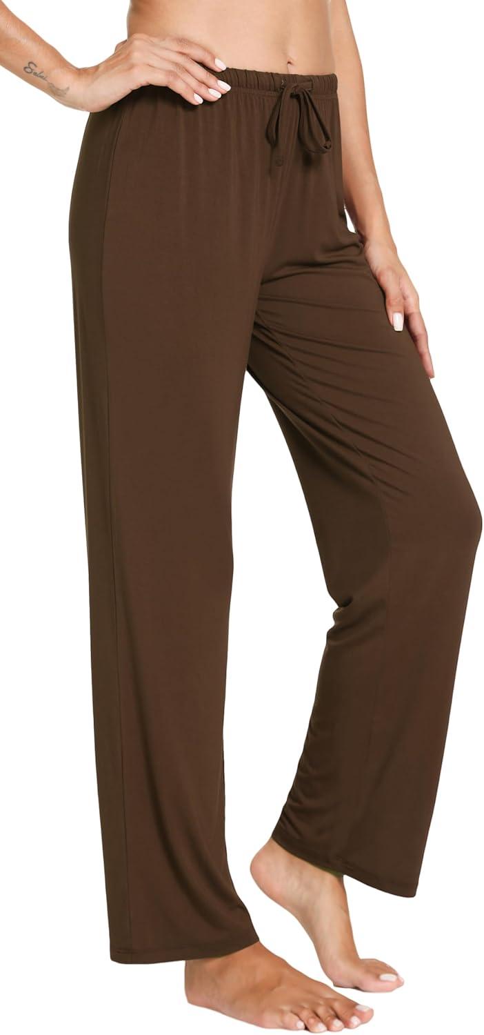 imageGYS Bamboo Viscose Womens Pajama Pants Lightweight Comfy Casual Lounge Yoga Pants Pj Bottoms Sleep Pants with DrawstringBrown