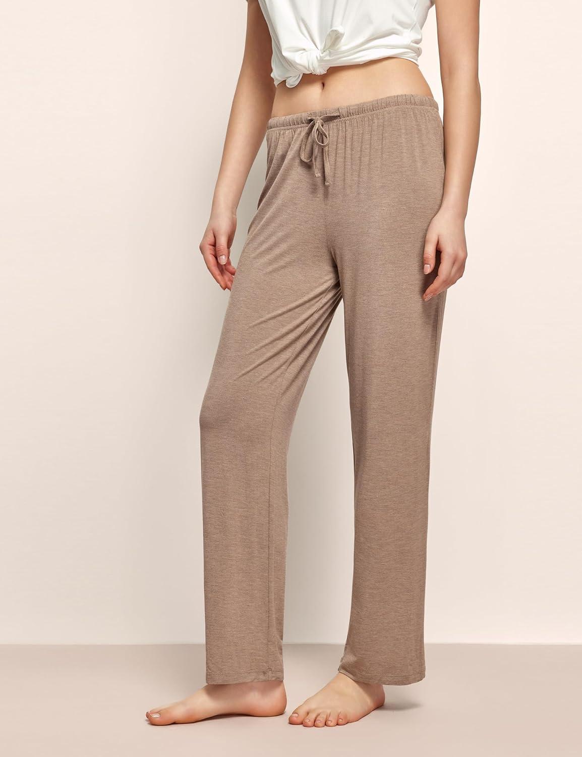 imageGYS Bamboo Viscose Womens Pajama Pants Lightweight Comfy Casual Lounge Yoga Pants Pj Bottoms Sleep Pants with DrawstringCamel