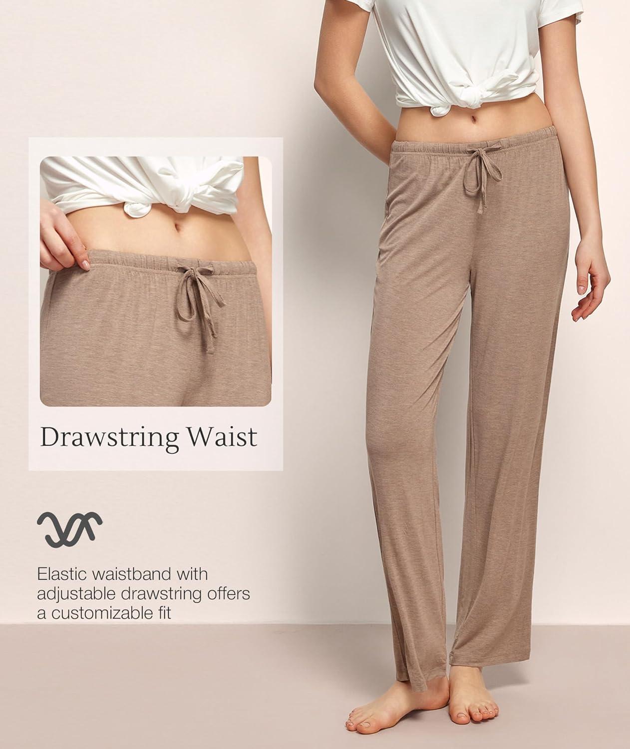 imageGYS Bamboo Viscose Womens Pajama Pants Lightweight Comfy Casual Lounge Yoga Pants Pj Bottoms Sleep Pants with DrawstringCamel
