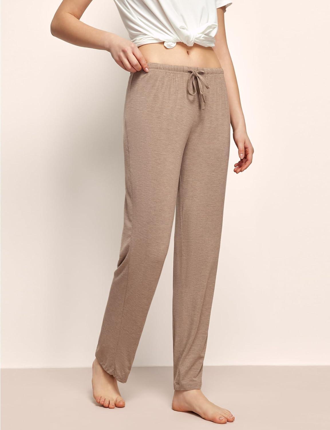 imageGYS Bamboo Viscose Womens Pajama Pants Lightweight Comfy Casual Lounge Yoga Pants Pj Bottoms Sleep Pants with DrawstringCamel