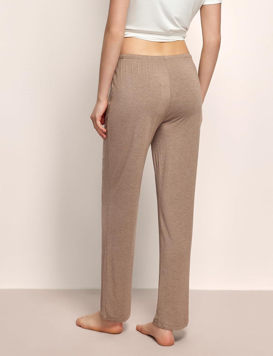 imageGYS Bamboo Viscose Womens Pajama Pants Lightweight Comfy Casual Lounge Yoga Pants Pj Bottoms Sleep Pants with DrawstringCamel