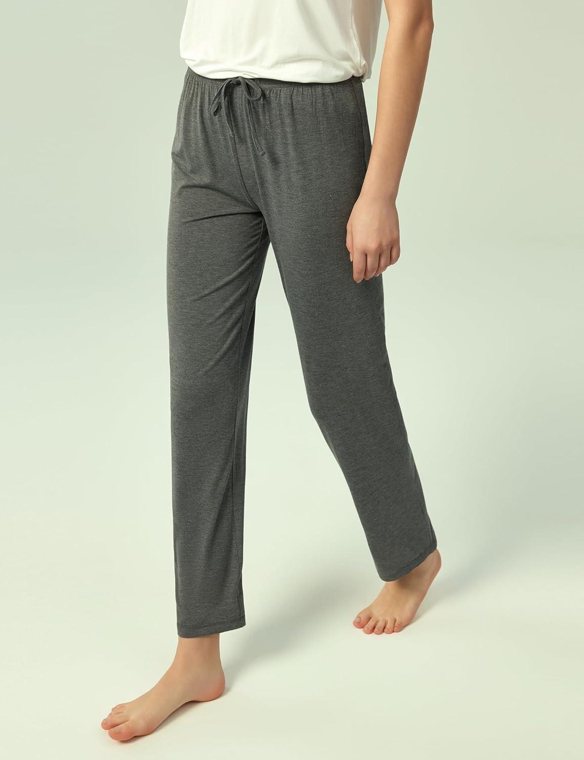 imageGYS Bamboo Viscose Womens Pajama Pants Lightweight Comfy Casual Lounge Yoga Pants Pj Bottoms Sleep Pants with DrawstringDark Heather Grey