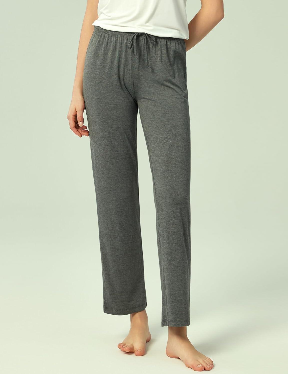 imageGYS Bamboo Viscose Womens Pajama Pants Lightweight Comfy Casual Lounge Yoga Pants Pj Bottoms Sleep Pants with DrawstringDark Heather Grey
