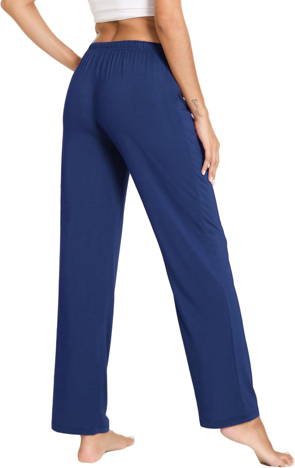 imageGYS Bamboo Viscose Womens Pajama Pants Lightweight Comfy Casual Lounge Yoga Pants Pj Bottoms Sleep Pants with DrawstringDeep Blue