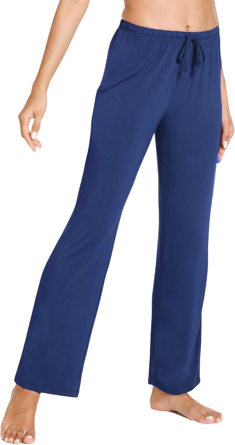 imageGYS Bamboo Viscose Womens Pajama Pants Lightweight Comfy Casual Lounge Yoga Pants Pj Bottoms Sleep Pants with DrawstringDeep Blue
