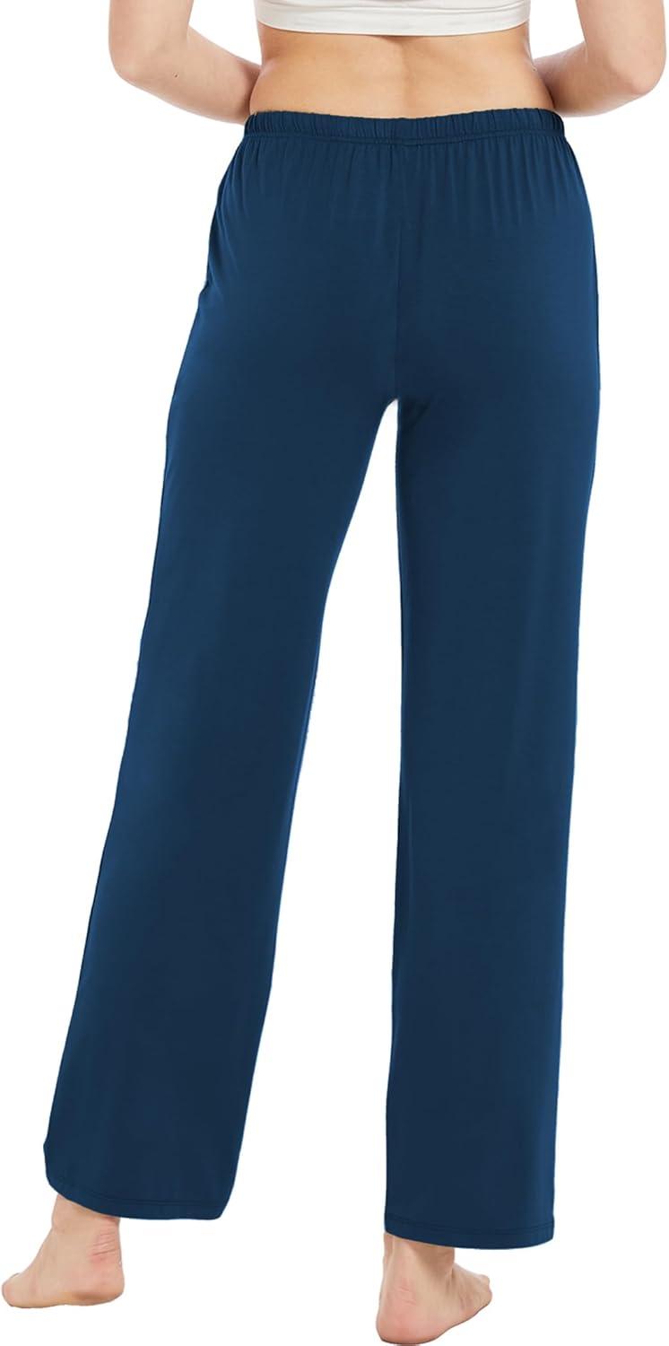 imageGYS Bamboo Viscose Womens Pajama Pants Lightweight Comfy Casual Lounge Yoga Pants Pj Bottoms Sleep Pants with DrawstringInk Blue