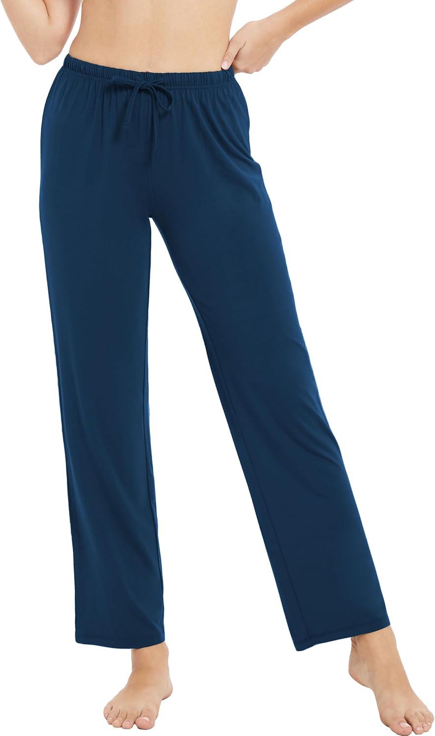imageGYS Bamboo Viscose Womens Pajama Pants Lightweight Comfy Casual Lounge Yoga Pants Pj Bottoms Sleep Pants with DrawstringInk Blue