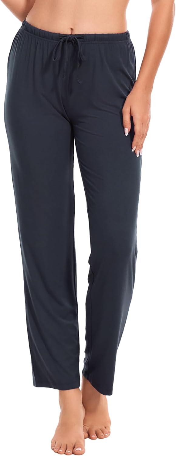 imageGYS Bamboo Viscose Womens Pajama Pants Lightweight Comfy Casual Lounge Yoga Pants Pj Bottoms Sleep Pants with DrawstringMidnight Blue
