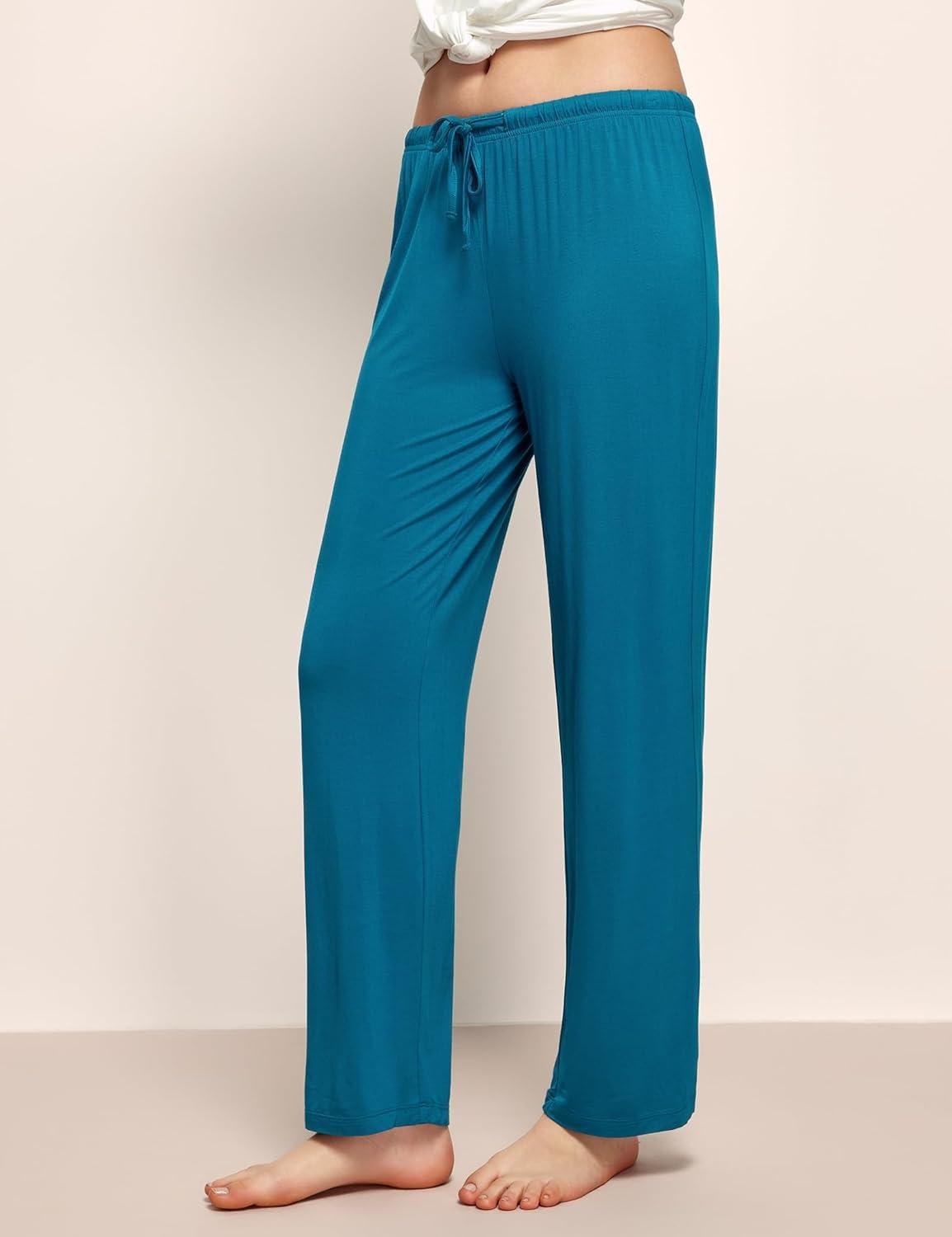 imageGYS Bamboo Viscose Womens Pajama Pants Lightweight Comfy Casual Lounge Yoga Pants Pj Bottoms Sleep Pants with DrawstringTeal Blue