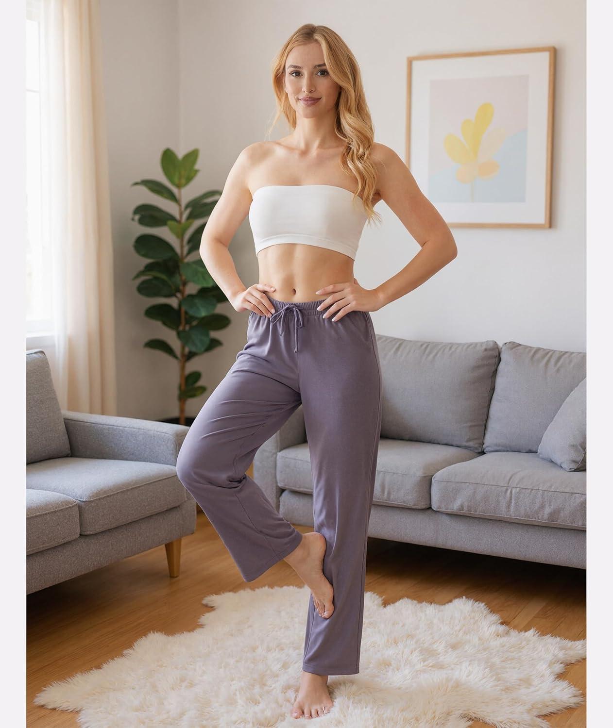 imageGYS Bamboo Viscose Womens Pajama Pants Lightweight Comfy Casual Lounge Yoga Pants Pj Bottoms Sleep Pants with DrawstringViolet