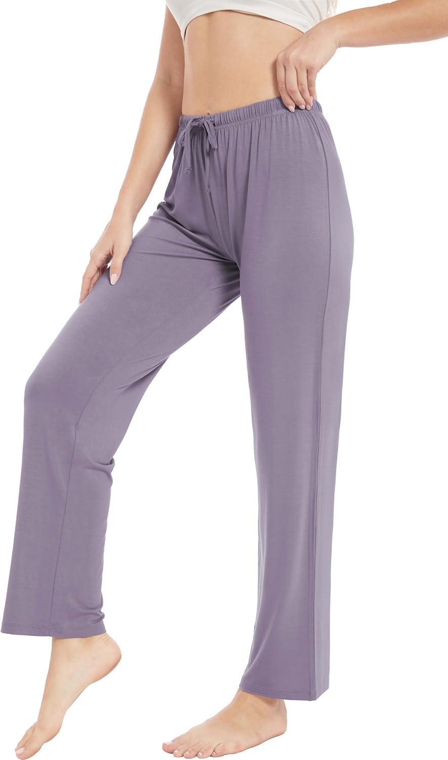 imageGYS Bamboo Viscose Womens Pajama Pants Lightweight Comfy Casual Lounge Yoga Pants Pj Bottoms Sleep Pants with DrawstringViolet