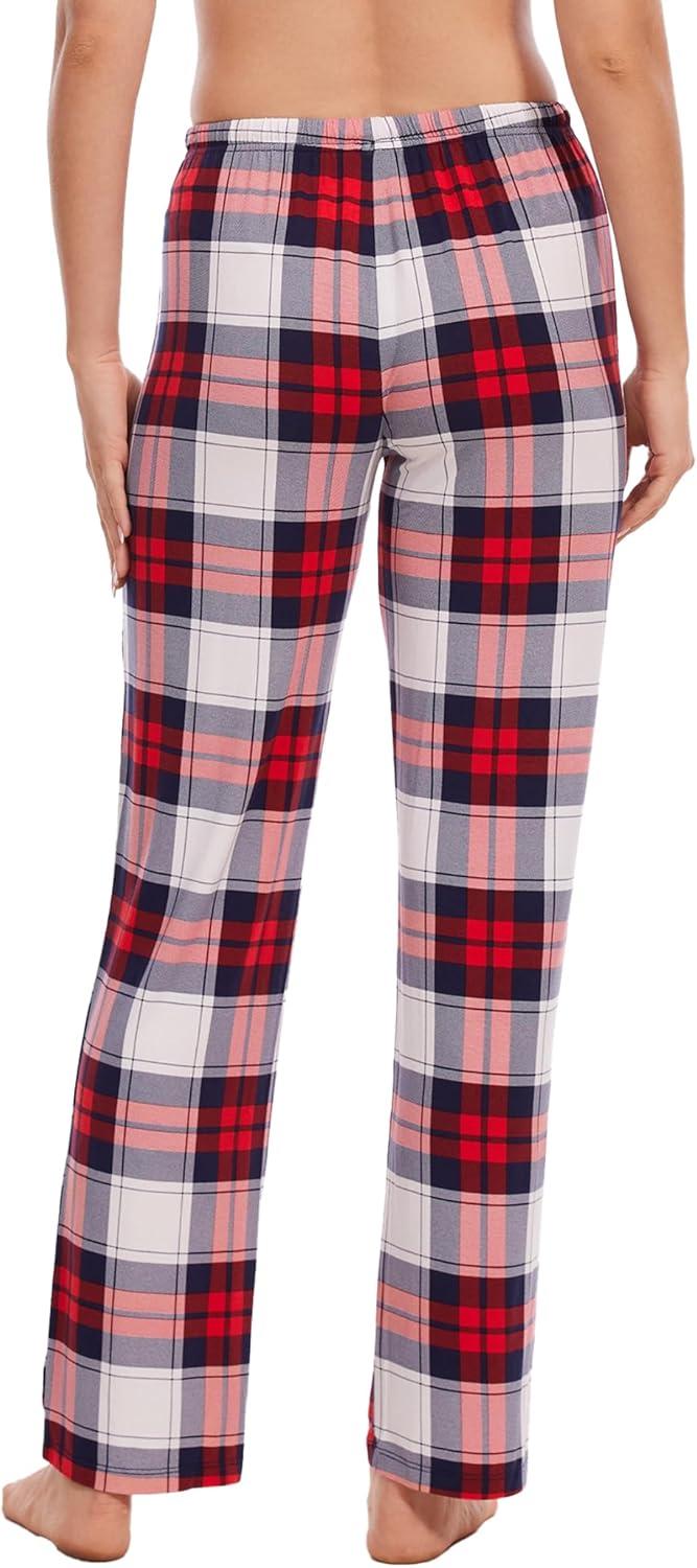 imageGYS Bamboo Viscose Womens Pajama Pants Lightweight Comfy Casual Lounge Yoga Pants Pj Bottoms Sleep Pants with DrawstringWhite Red Plaid