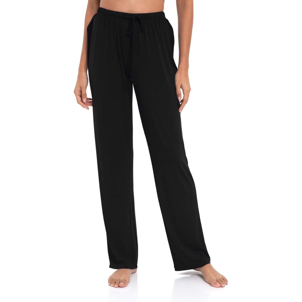 imageGYS Bamboo Viscose Womens Pajama Pants Lightweight Comfy Casual Lounge Yoga Pants Pj Bottoms Sleep Pants with DrawstringAblack