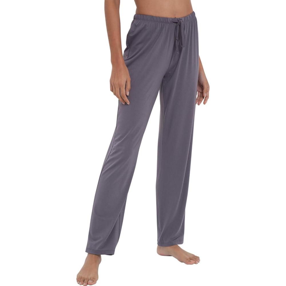 imageGYS Bamboo Viscose Womens Pajama Pants Lightweight Comfy Casual Lounge Yoga Pants Pj Bottoms Sleep Pants with DrawstringAdark Grey