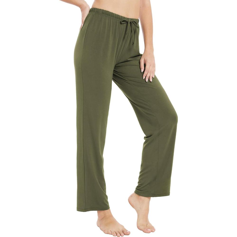 imageGYS Bamboo Viscose Womens Pajama Pants Lightweight Comfy Casual Lounge Yoga Pants Pj Bottoms Sleep Pants with DrawstringAvocado