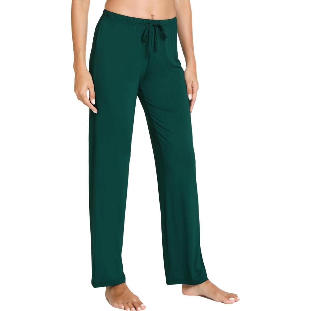 imageGYS Bamboo Viscose Womens Pajama Pants Lightweight Comfy Casual Lounge Yoga Pants Pj Bottoms Sleep Pants with DrawstringBlack Green