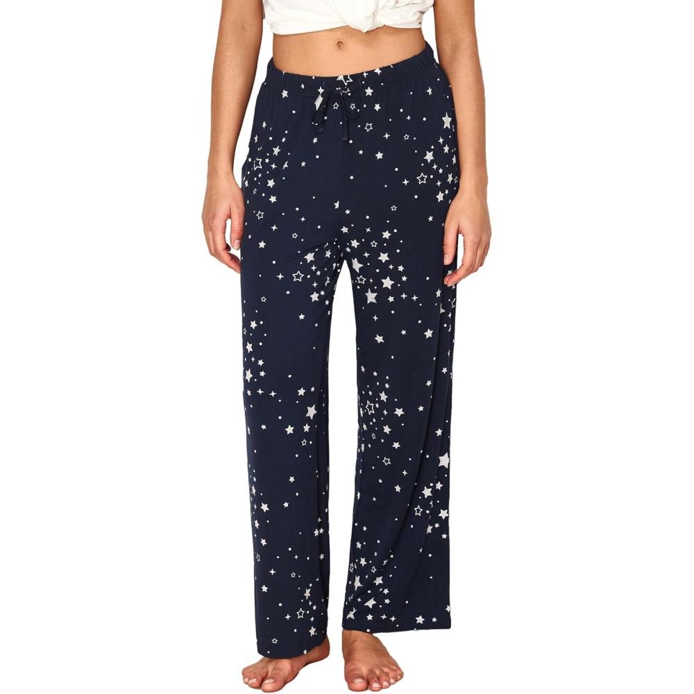 imageGYS Bamboo Viscose Womens Pajama Pants Lightweight Comfy Casual Lounge Yoga Pants Pj Bottoms Sleep Pants with DrawstringBlue Stars