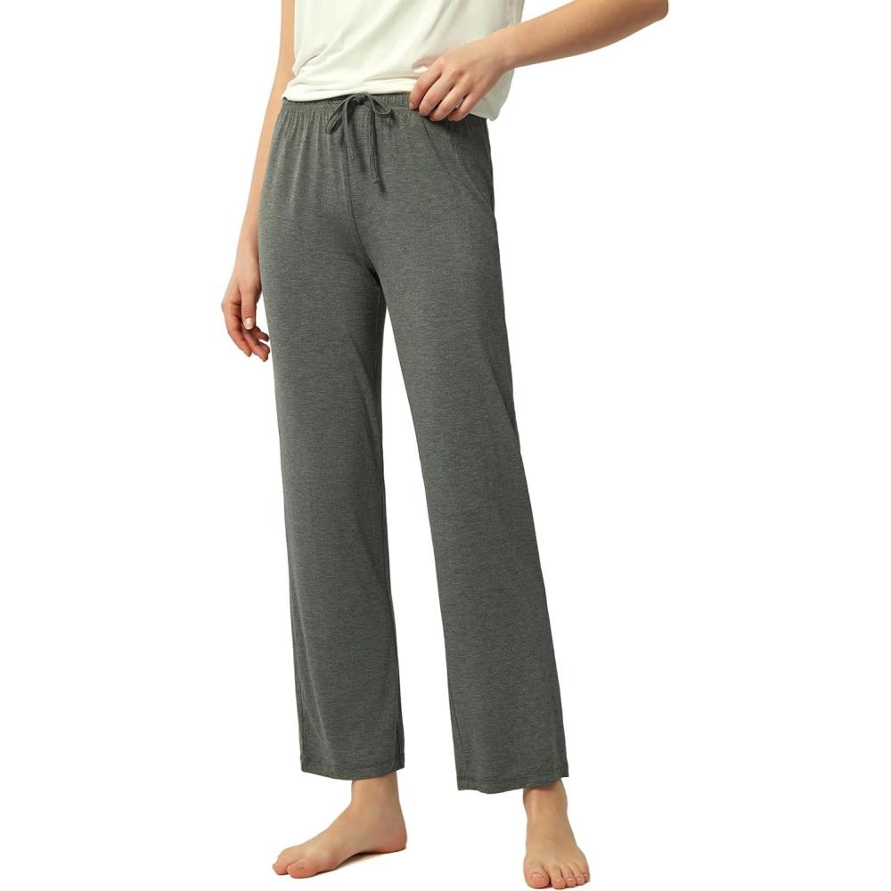 imageGYS Bamboo Viscose Womens Pajama Pants Lightweight Comfy Casual Lounge Yoga Pants Pj Bottoms Sleep Pants with DrawstringDark Heather Grey