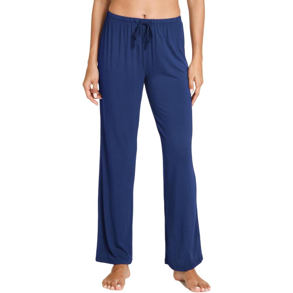 imageGYS Bamboo Viscose Womens Pajama Pants Lightweight Comfy Casual Lounge Yoga Pants Pj Bottoms Sleep Pants with DrawstringDeep Blue