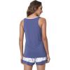GYS Bamboo Viscose Pajamas for Women, Ultra Soft Summer Tank Top and Shorts Sleepwear Set with Lace Trim(B- Indigo Blue)