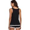GYS Bamboo Viscose Pajamas for Women, Ultra Soft Summer Tank Top and Shorts Sleepwear Set with Lace Trim(Black)
