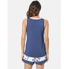 GYS Bamboo Viscose Pajamas for Women, Ultra Soft Summer Tank Top and Shorts Sleepwear Set with Lace Trim(D- Indigo Blue)
