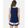 GYS Bamboo Viscose Pajamas for Women, Ultra Soft Summer Tank Top and Shorts Sleepwear Set with Lace Trim(D- Navy)